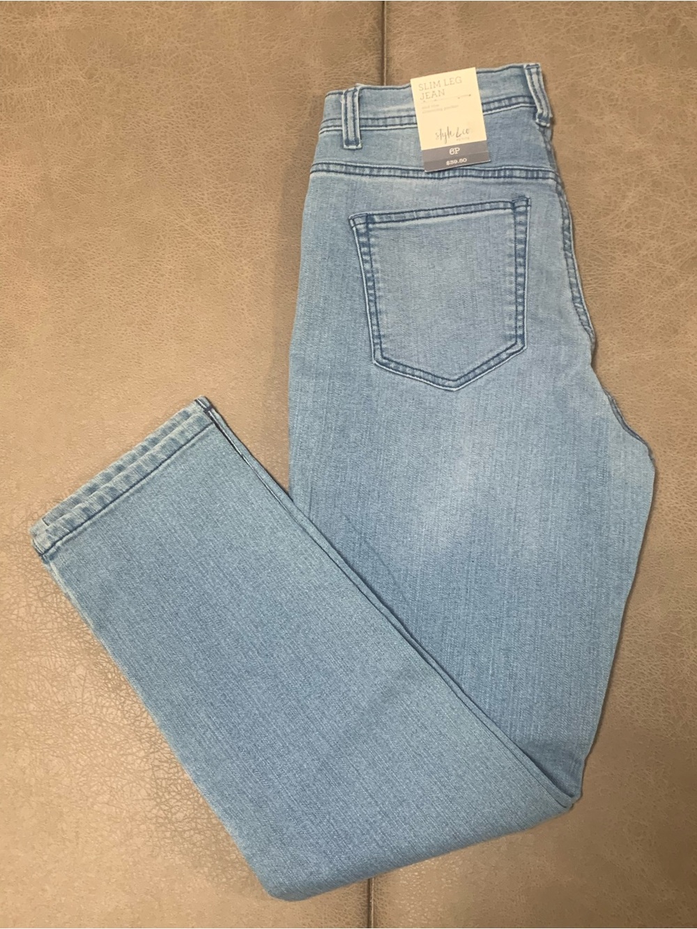 Style & Co Petite Womens Light Denim Mid Rise Slim Leg Jeans NEW Size 6P